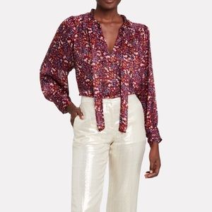 NWT Sabina Musayev Hazel Floral Tie Neck Blouse
